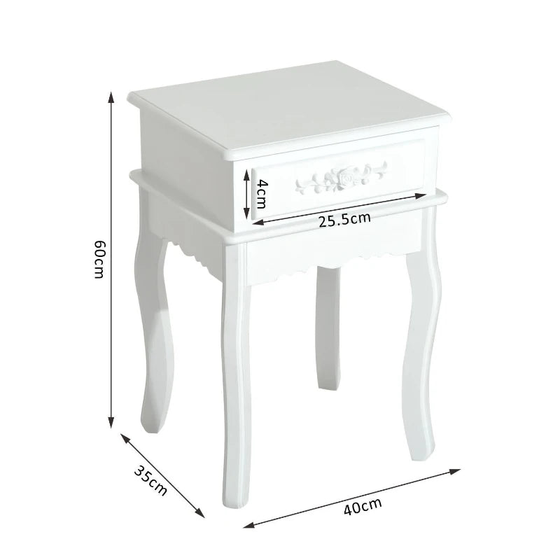 Comodino Moderno Bianco con Cassetto e Ripiano