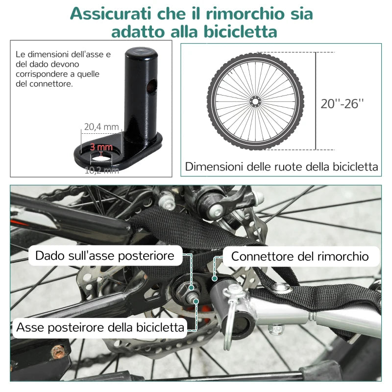 Carrellino Rimorchio per Animali da Bicicletta