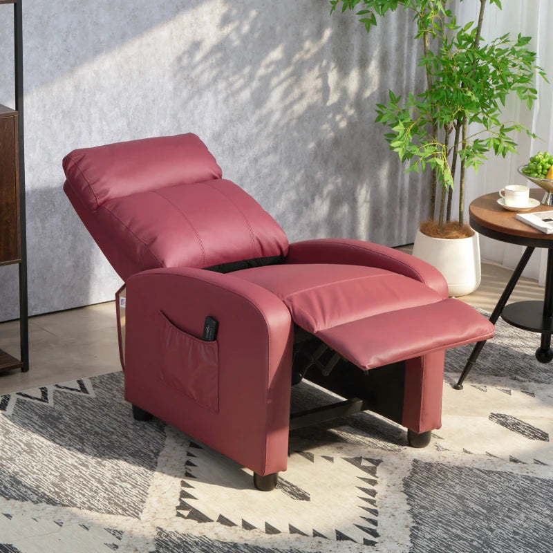 Poltrona Relax Massaggiante Reclinabile con 8 Programmi e Telecomando Rossa