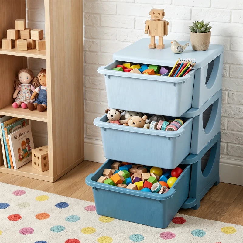 Cassettiera Colorata per Bambini con 3 Cassetti