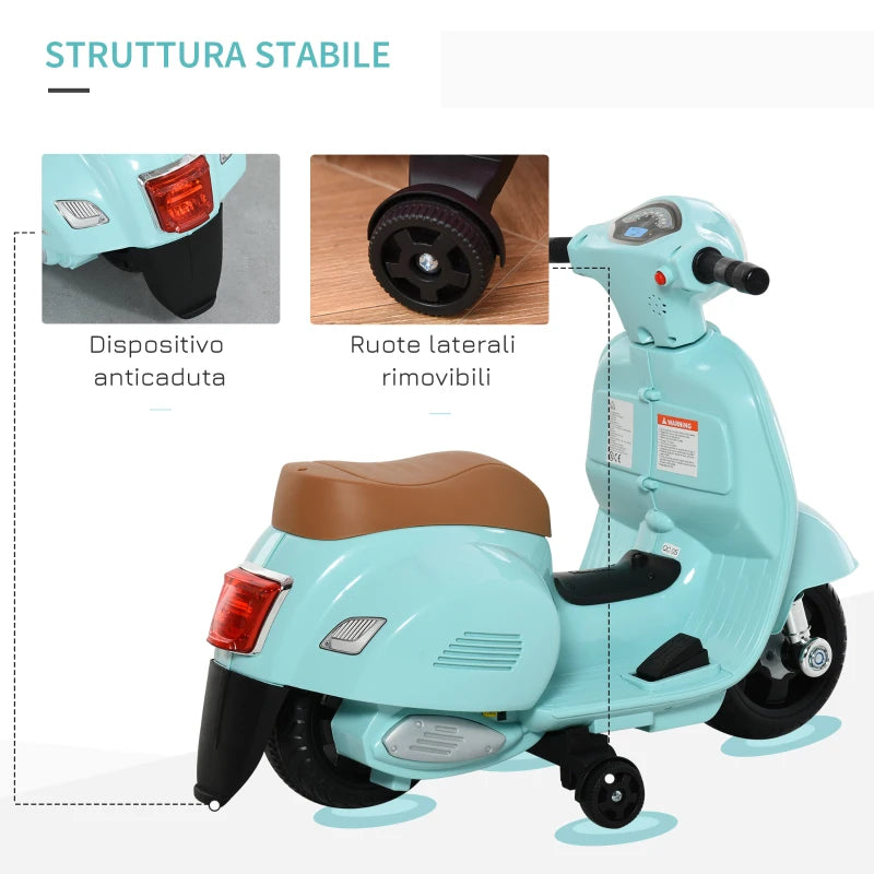 Moto Elettrica Vespa con Licenza Ufficiale per Bambini 18-36 Mesi Verde
