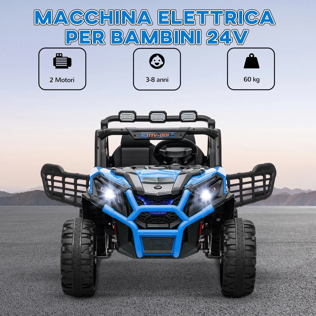 Auto Elettrica 24V Due Posti per Bambini con Telecomando, Doppio Motore, Sospensioni e Luci LED