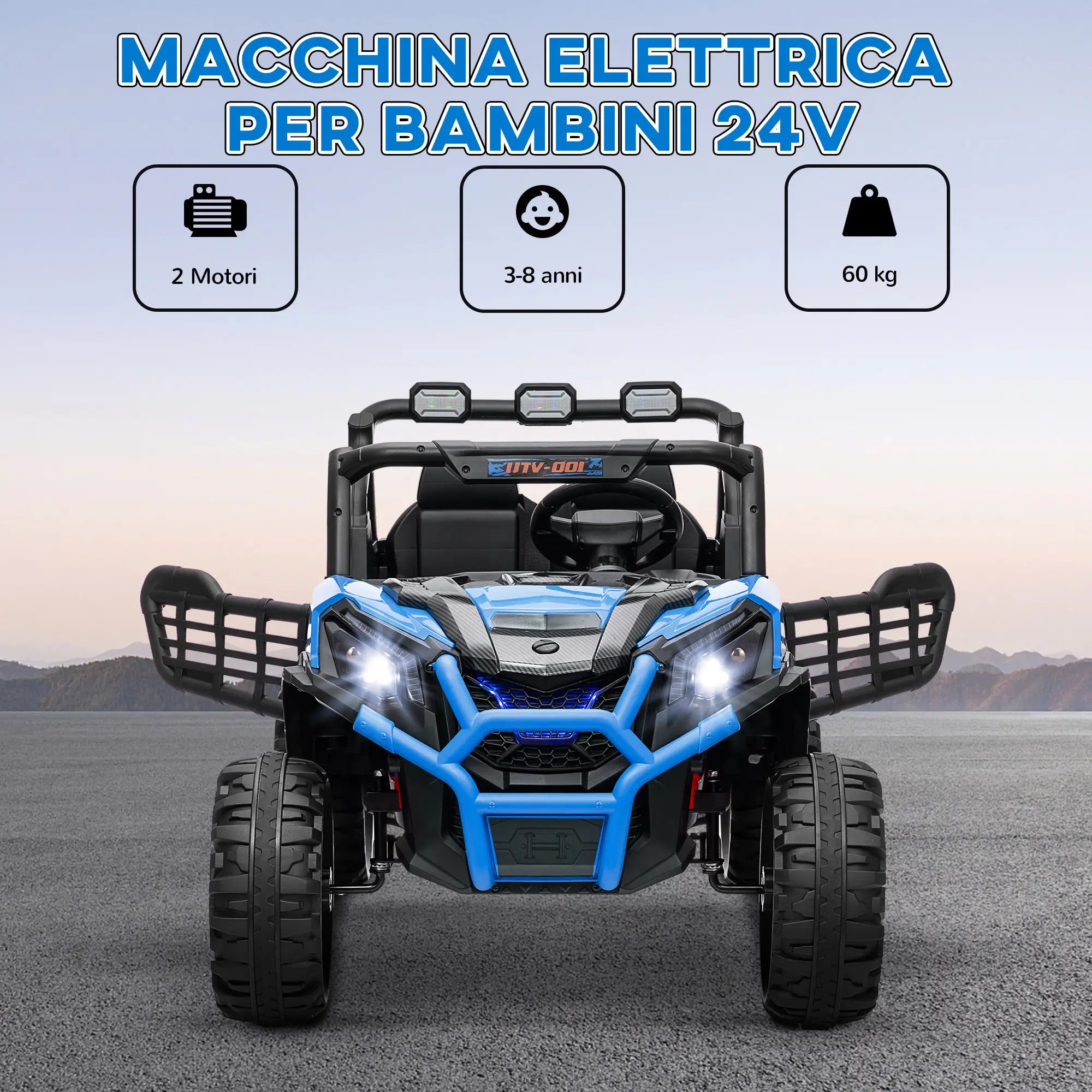 Auto Elettrica 24V Due Posti per Bambini con Telecomando, Doppio Motore, Sospensioni e Luci LED