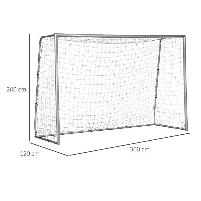 Porta da Calcio 300x120x200 cm con Rete, Picchetti e Viti