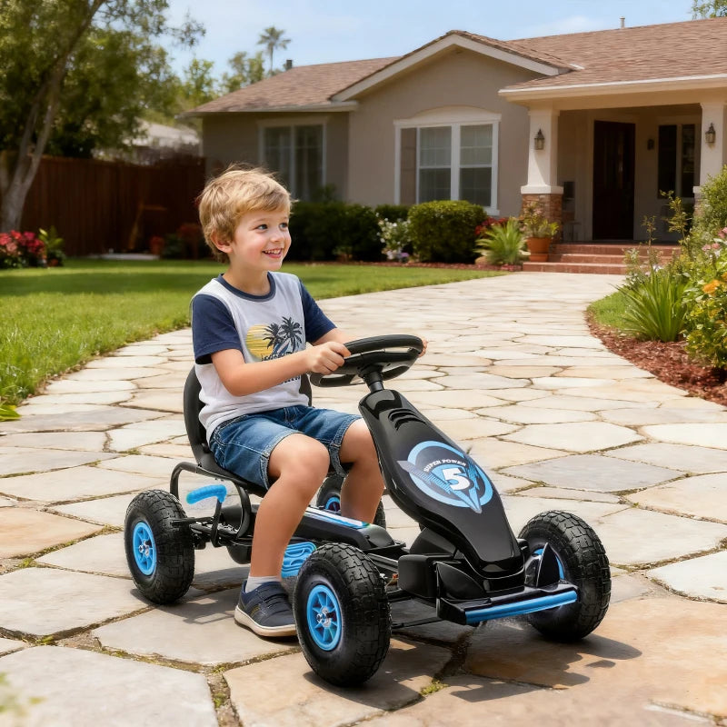 Go Kart a Pedali per Bambini 5-12 Anni con Sedile Regolabile Blu