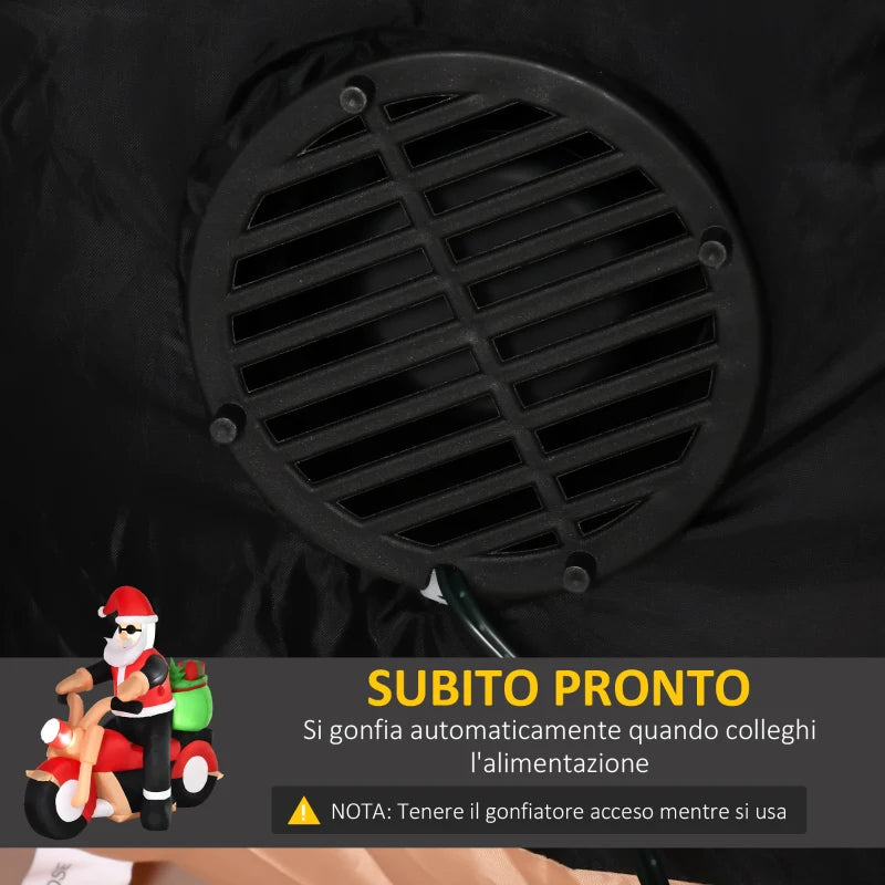 Babbo Natale Gonfiabile su Motocicletta con Luci LED