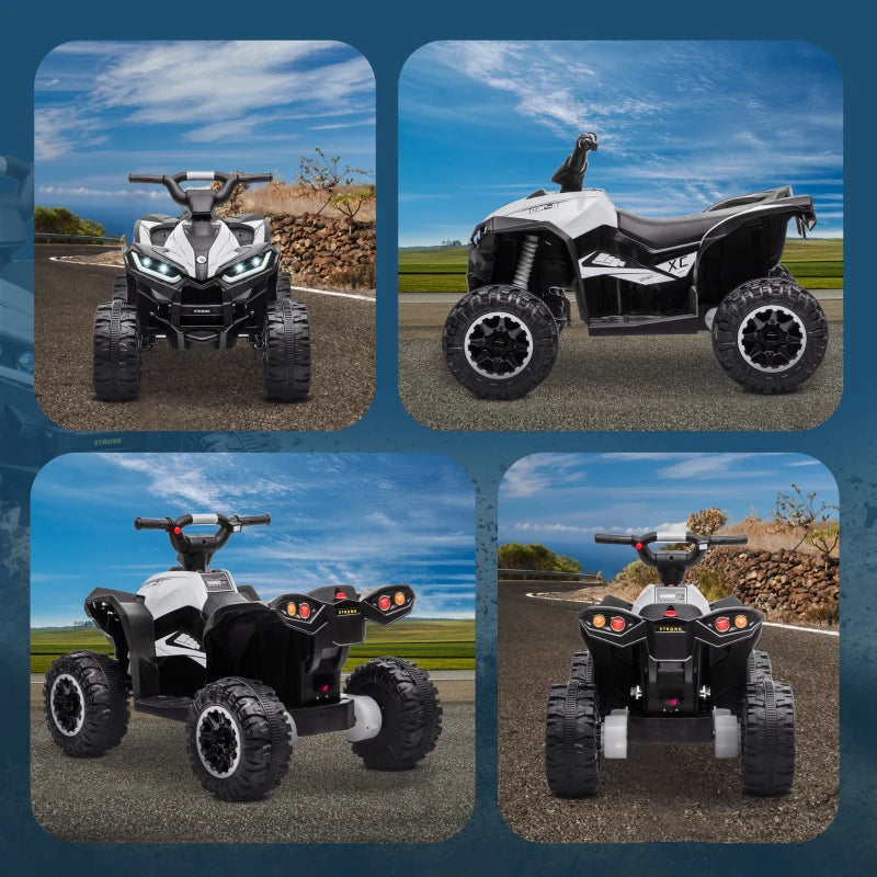 Quad Elettrico 12V per Bambini 3-5 Anni con Sospensioni e Fari LED Bianco