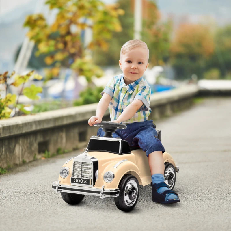 Macchina Elettrica per Bambini Mercedes-Benz 6V con Telecomando e Musica – 18 Mesi-4 anni – Beige