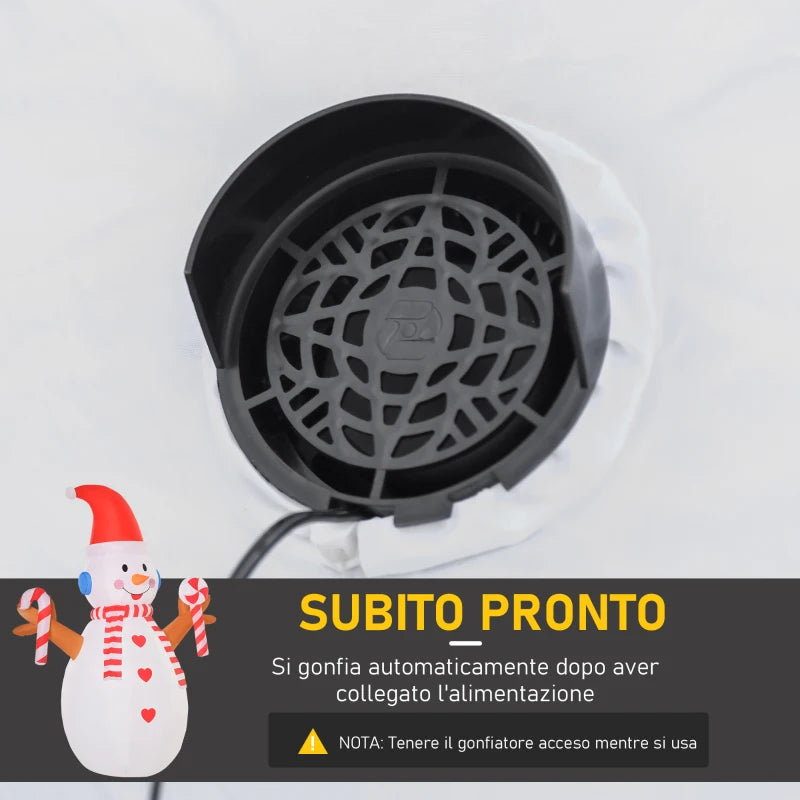 Pupazzo di Neve Gonfiabile 240 cm con Luci LED