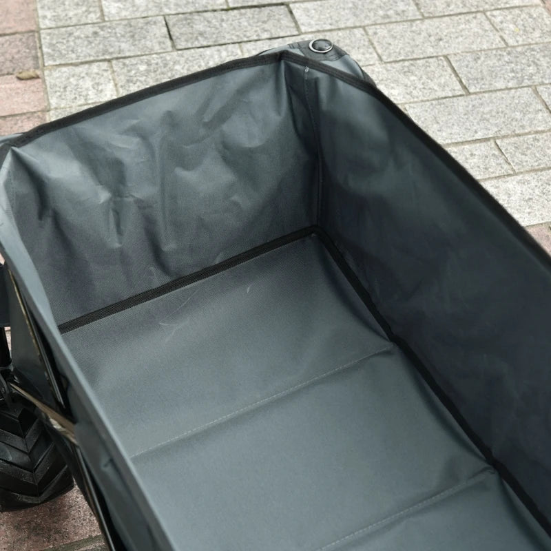Carrello Pieghevole da Giardino con Manico Telescopico e Ruote Girevoli a 360°