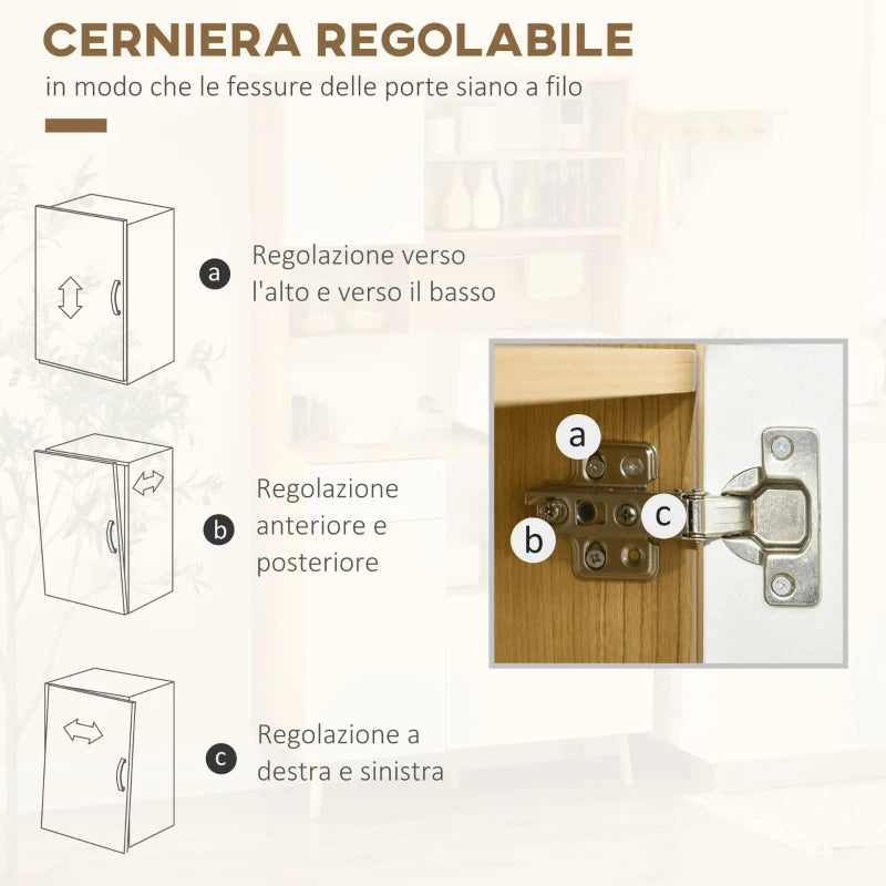 Dispensa da Cucina con Armadietti, Cassetti, Ripiani Regolabili e Appendi Bicchieri 93 x 40 x 180 cm