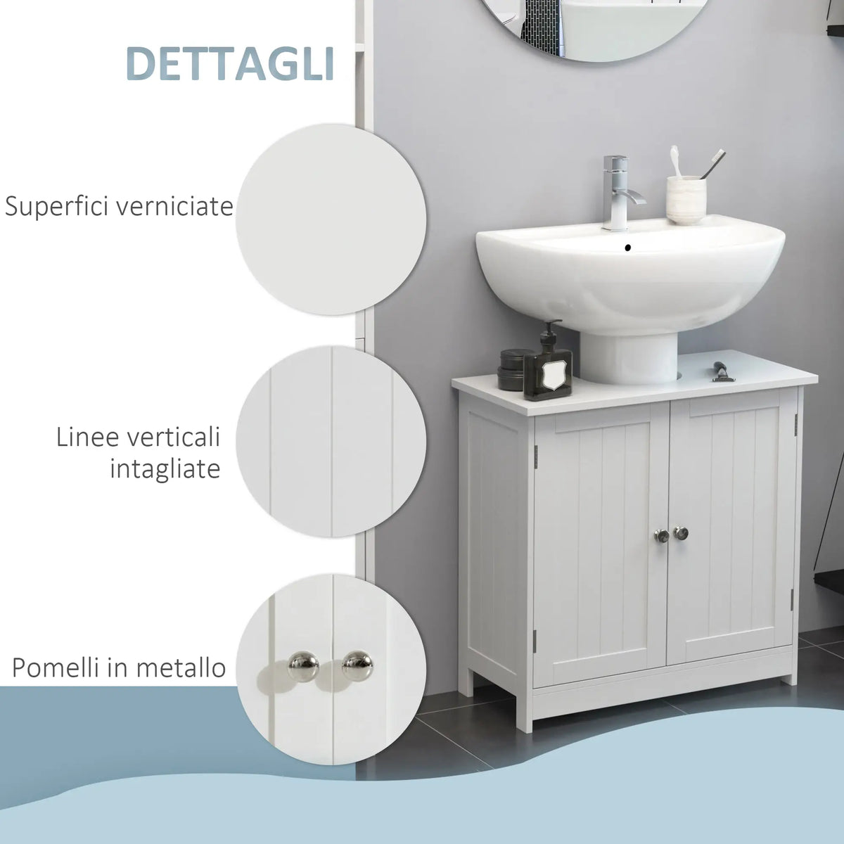 Mobile Sottolavabo Bianco con 2 Ante 60x30x60 cm