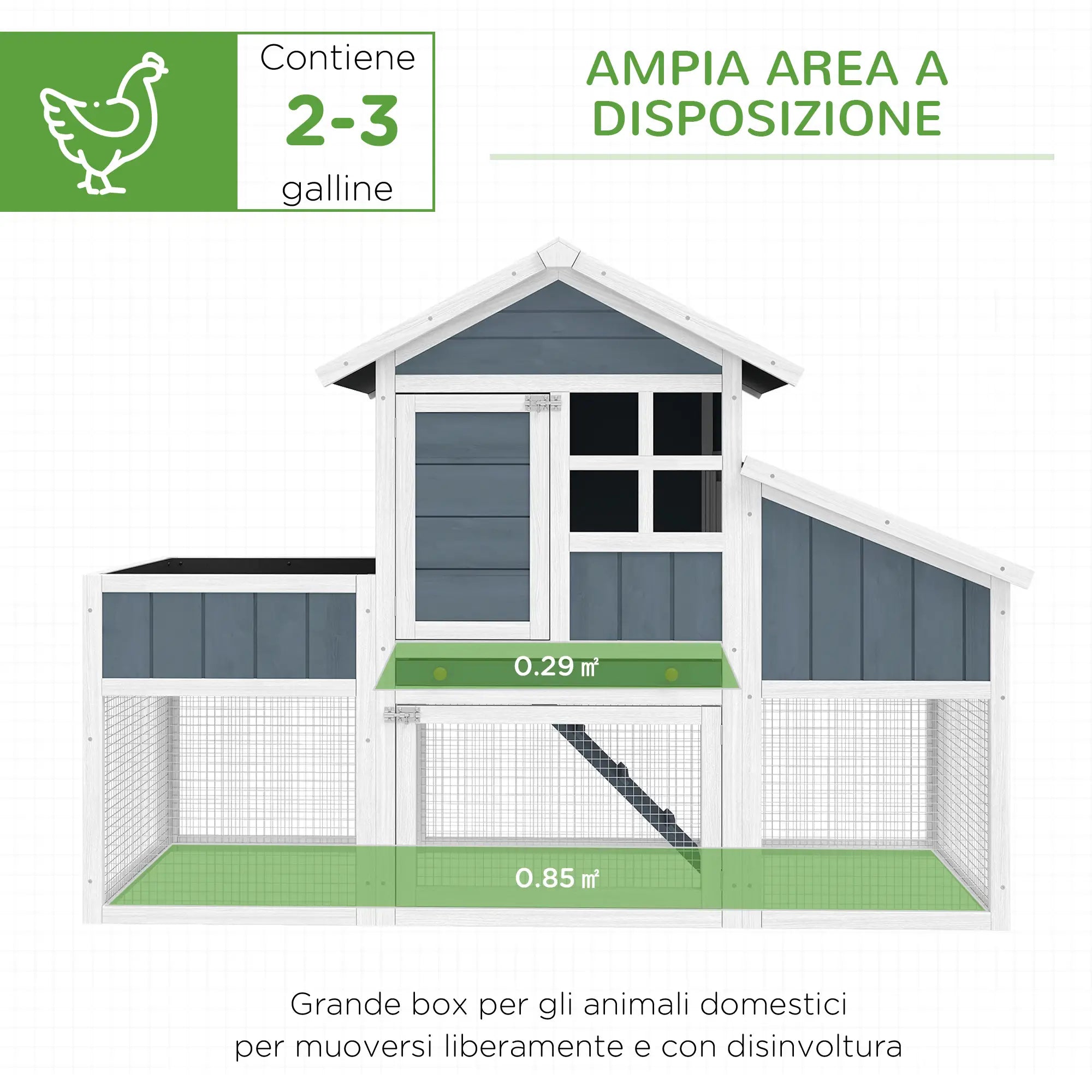 Pollaio Prefabbricato in Legno con Nido per la Cova e Area Esterna