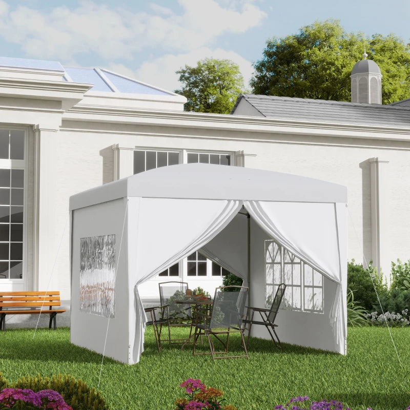 Gazebo Pieghevole Impermeabile 3x3 m con 4 Pannelli Laterali Bianco