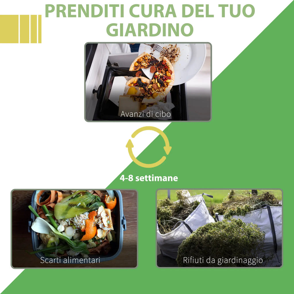 Bidone per Compostaggio da Giardino 300 L Nero
