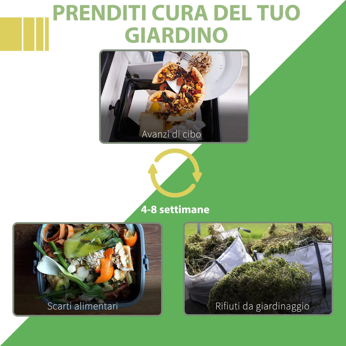 Bidone per Compostaggio da Giardino 300 L Nero