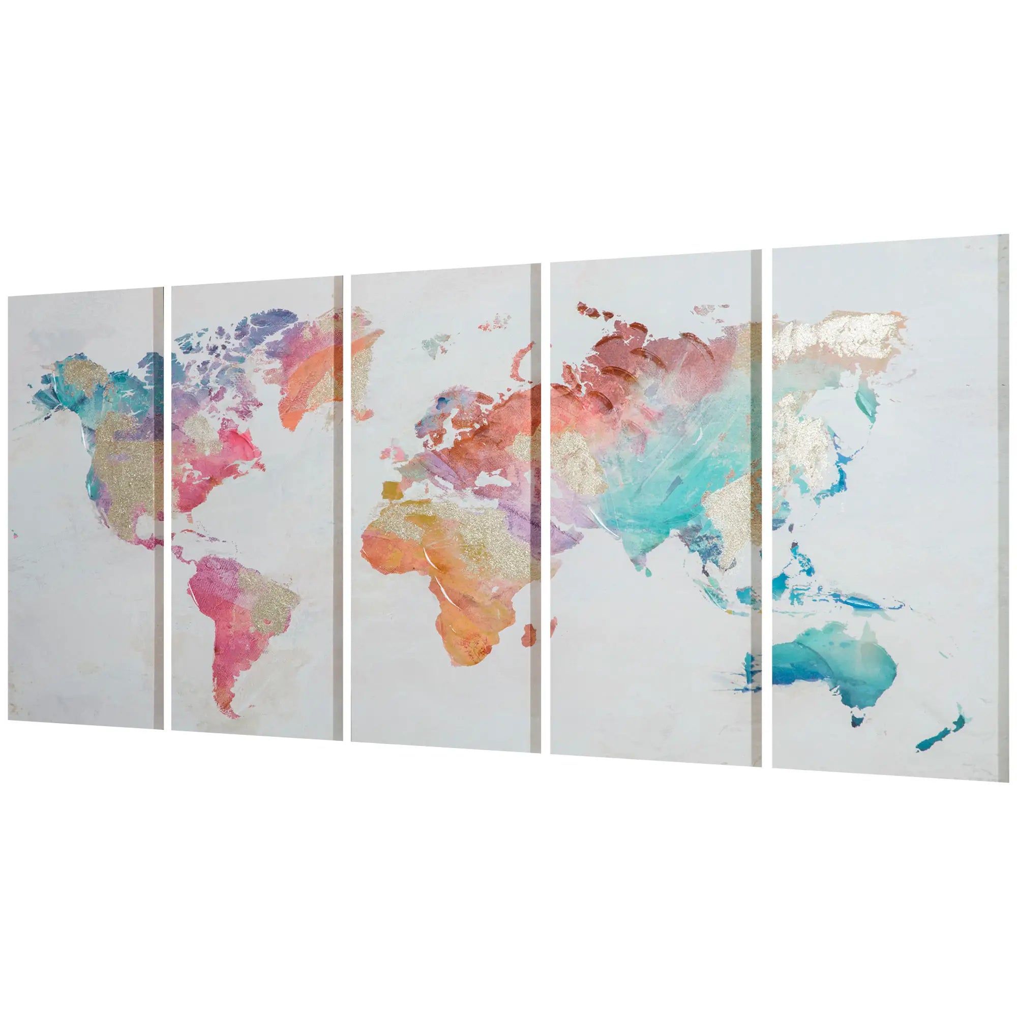 Set di 3 Stampe su Tela con Telaio in Legno di Pino Multicolore 80x40 cm