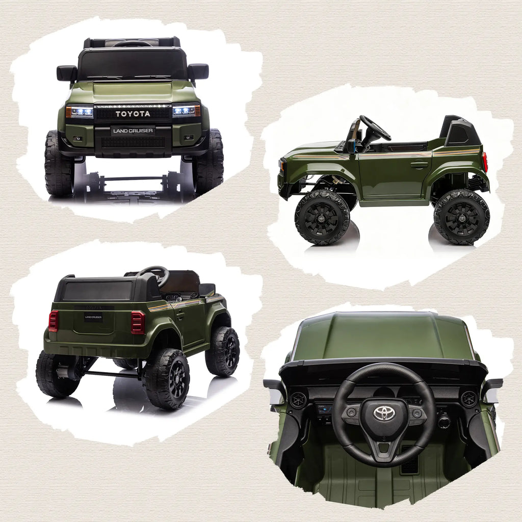 Auto Elettrica Toyota Land Cruiser 12V per Bambini con Telecomando, Luci LED e Doppio Motore