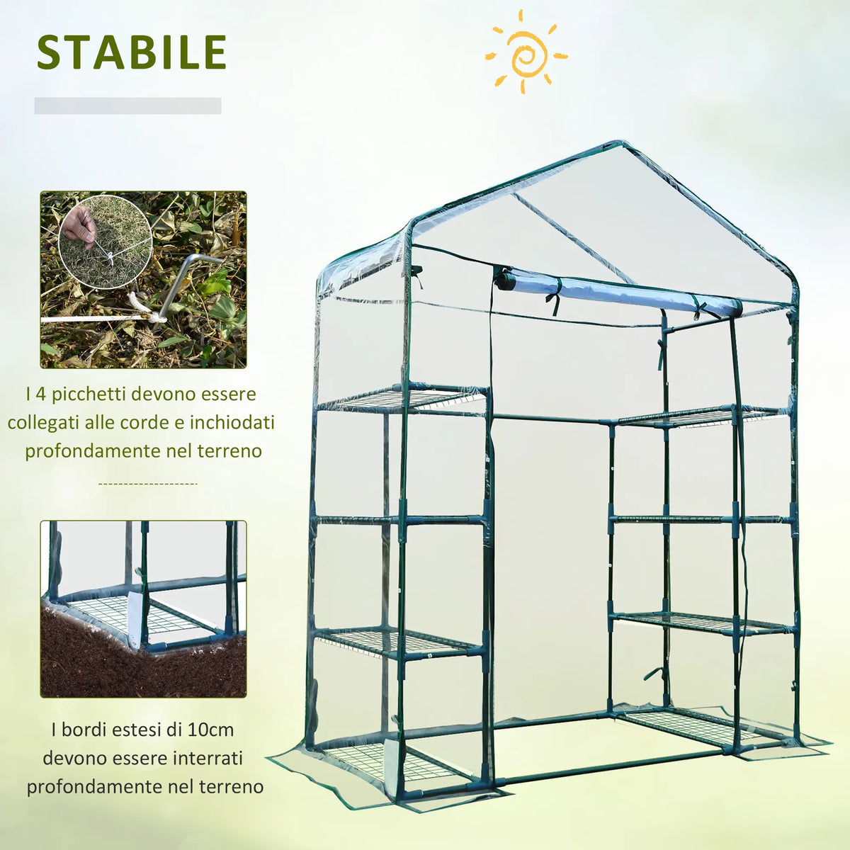 Serra da Giardino in Acciaio e PVC con Porta Avvolgibile