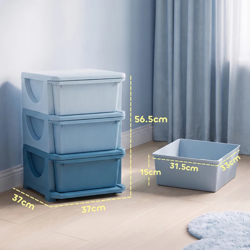 Cassettiera Colorata per Bambini con 3 Cassetti