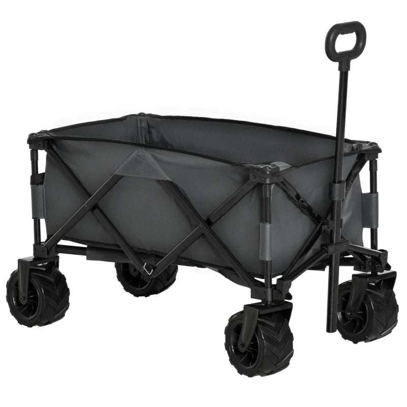 Carrello Pieghevole da Giardino con Manico Telescopico e Ruote Girevoli a 360°