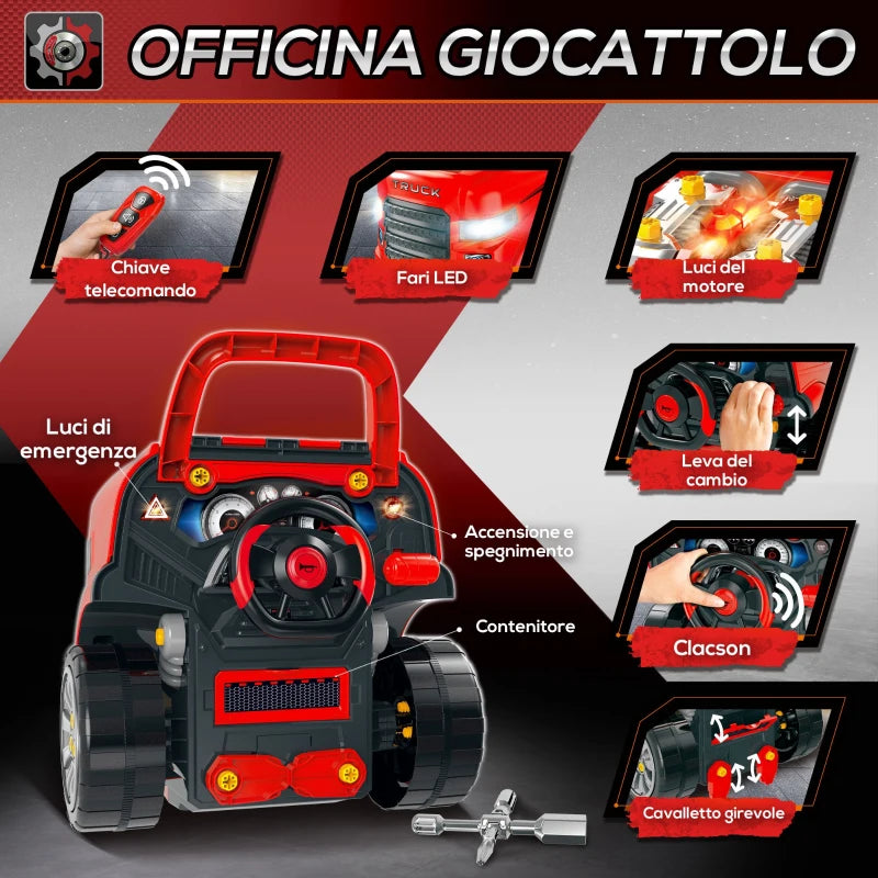 Camion Officina Giocattolo per Bambini con Motore e 61 Accessori