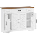 Credenza da Cucina Rustica con 3 Cassetti, Ante Soft-Close e Ripiani Regolabili Bianca