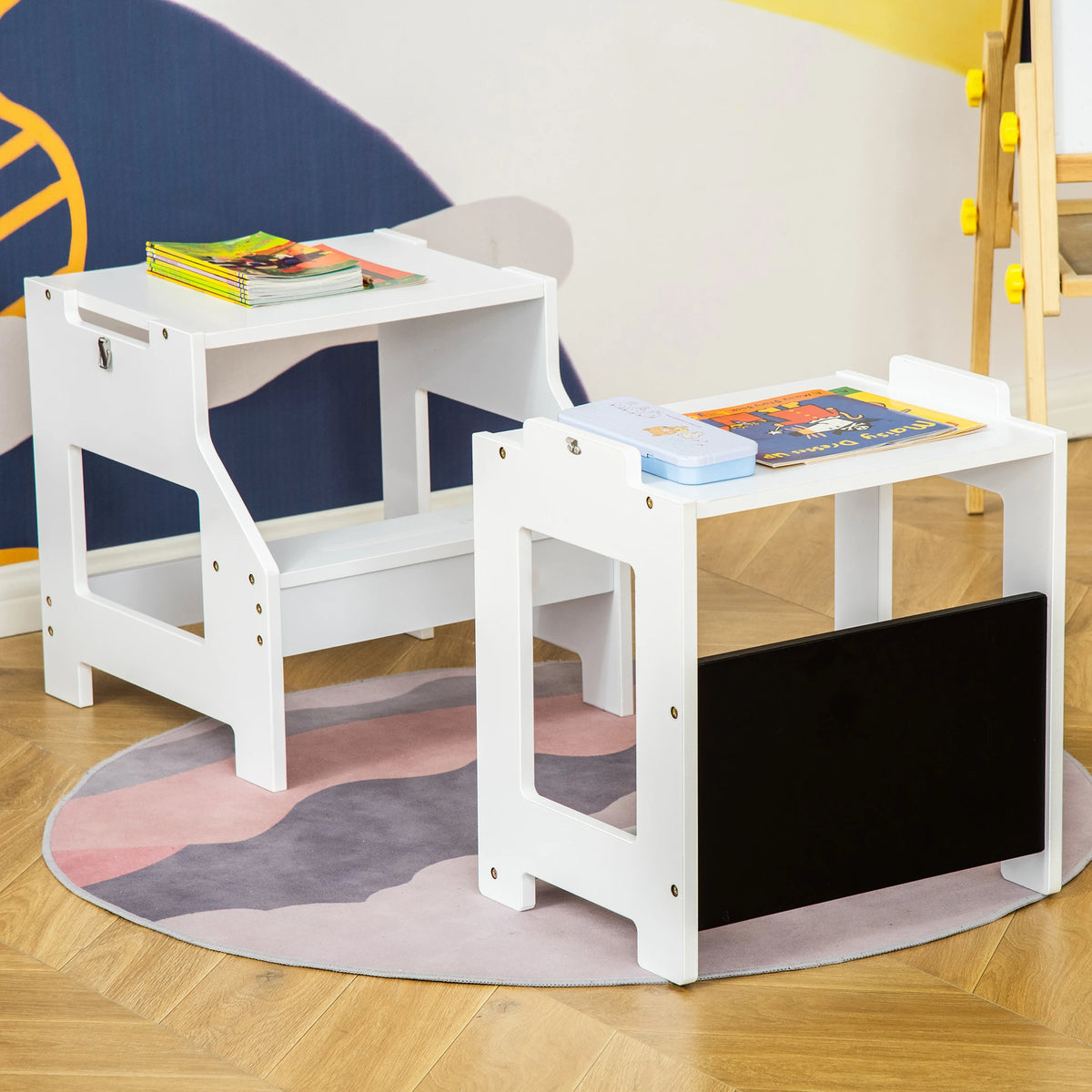 Scala Montessori 2 in 1 con Sgabello e Lavagna