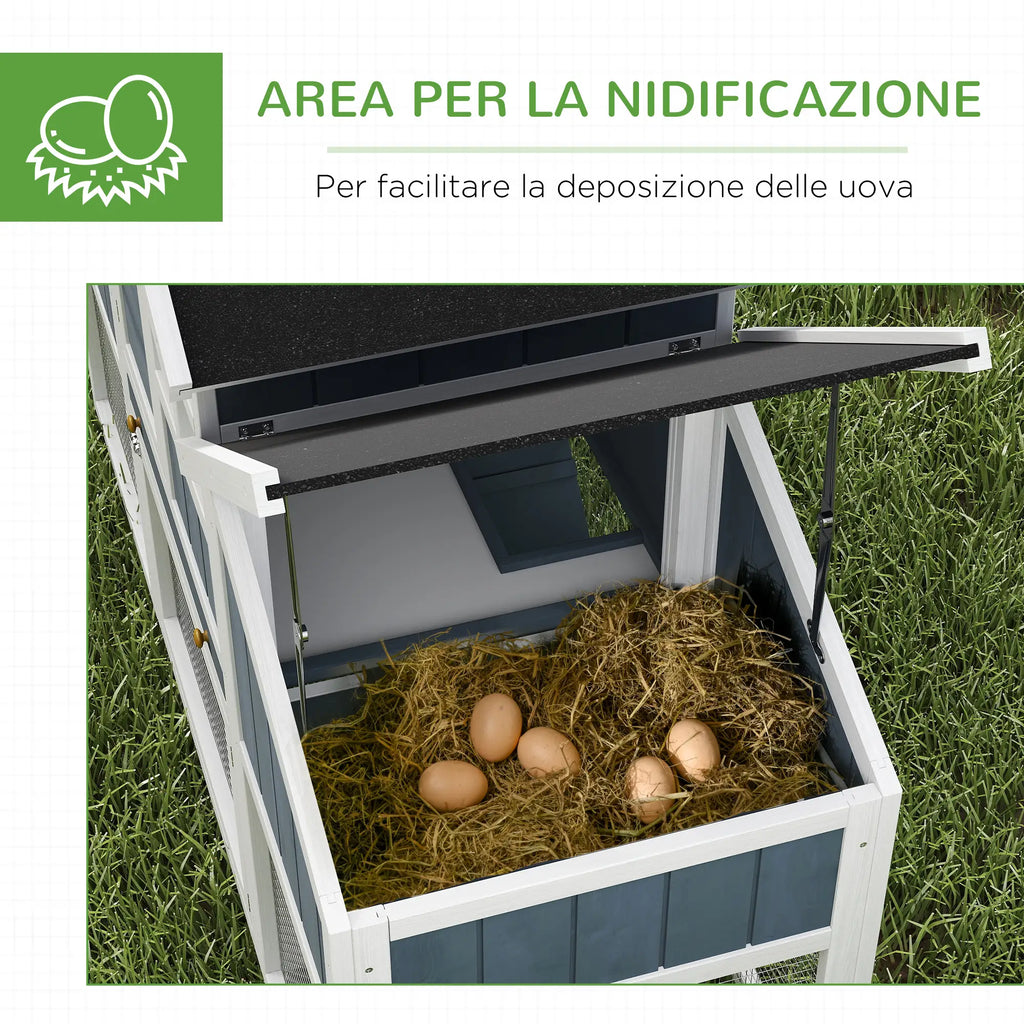 Pollaio Prefabbricato in Legno con Nido per la Cova e Area Esterna