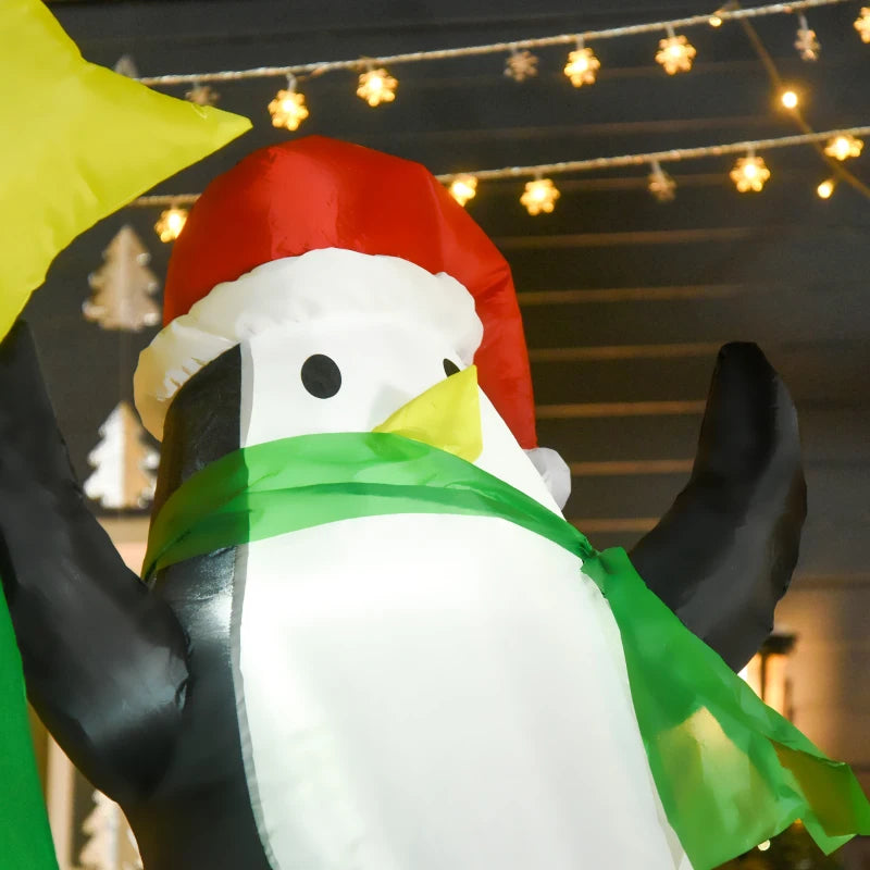 Babbo Natale Gonfiabile con Pinguino e Pupazzo di Neve