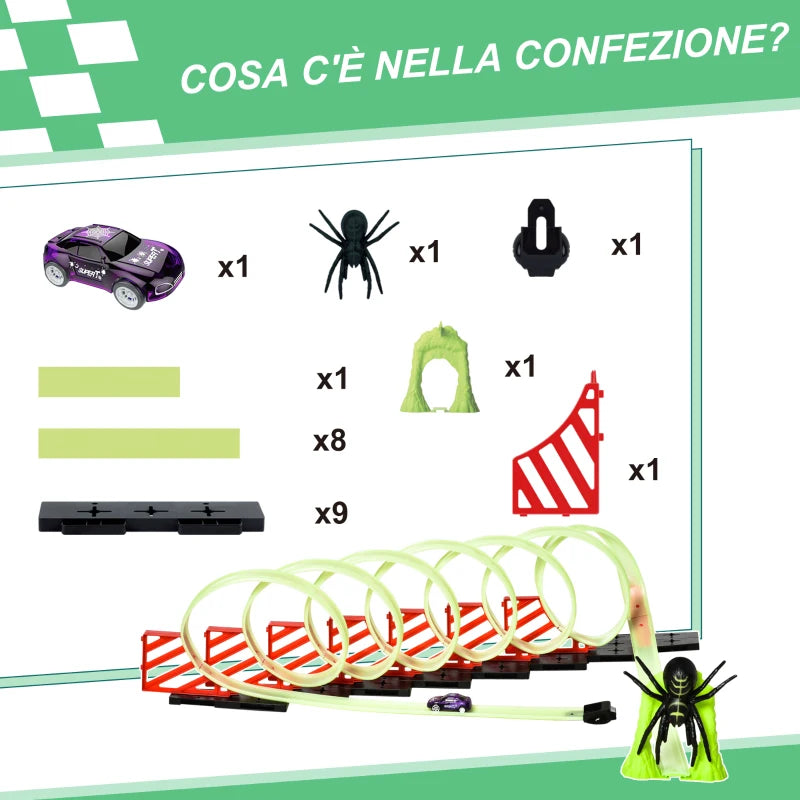 Pista per Macchinine con Effetti Luminosi e Automobilina per Bambini
