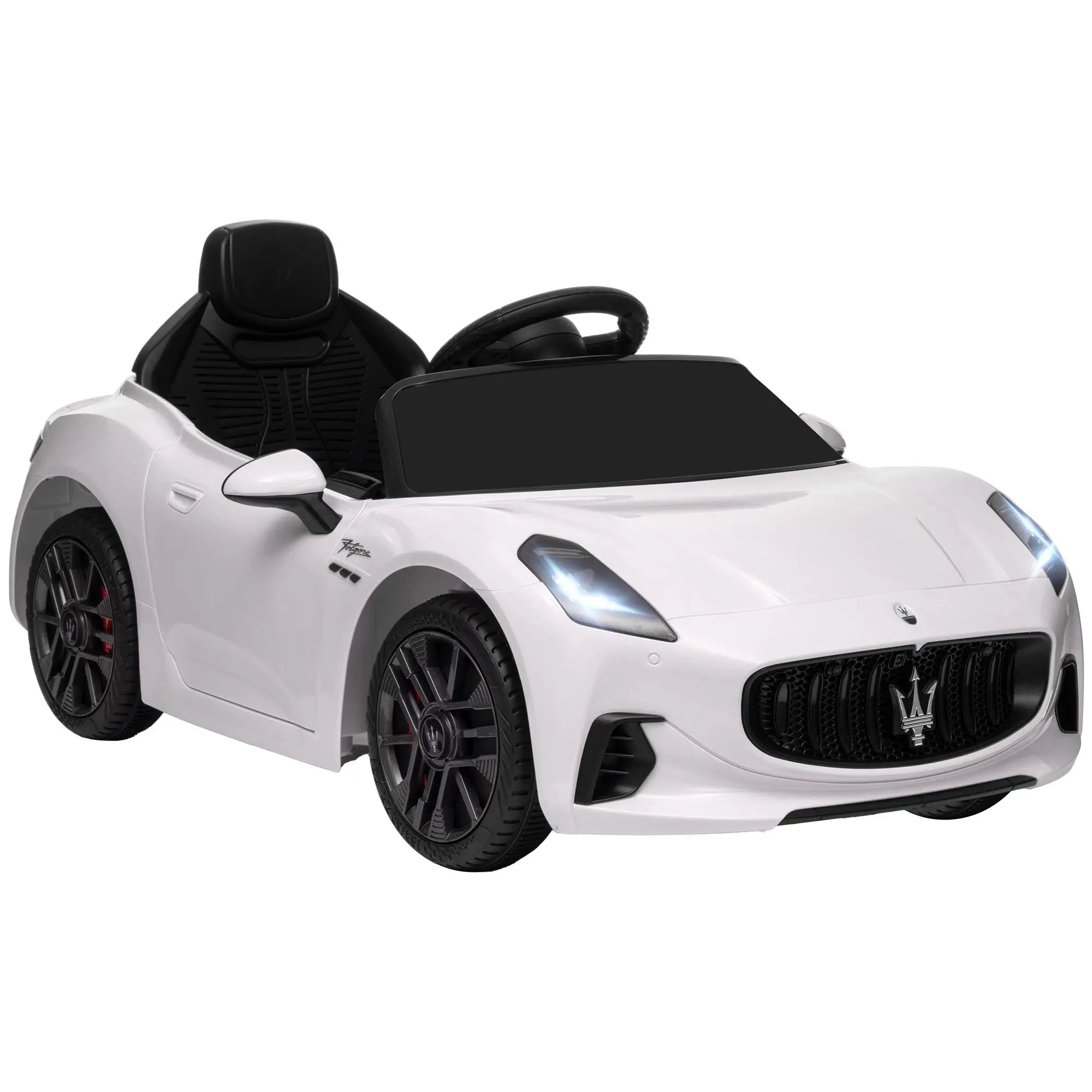 Auto Elettrica per Bambini Maserati GranTurismo Folgore 12V con Telecomando, Luci LED e Musica – Bianca