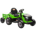 Trattore Elettrico 12V per Bambini con Rimorchio Rimovibile, Telecomando, Luci LED e Musica