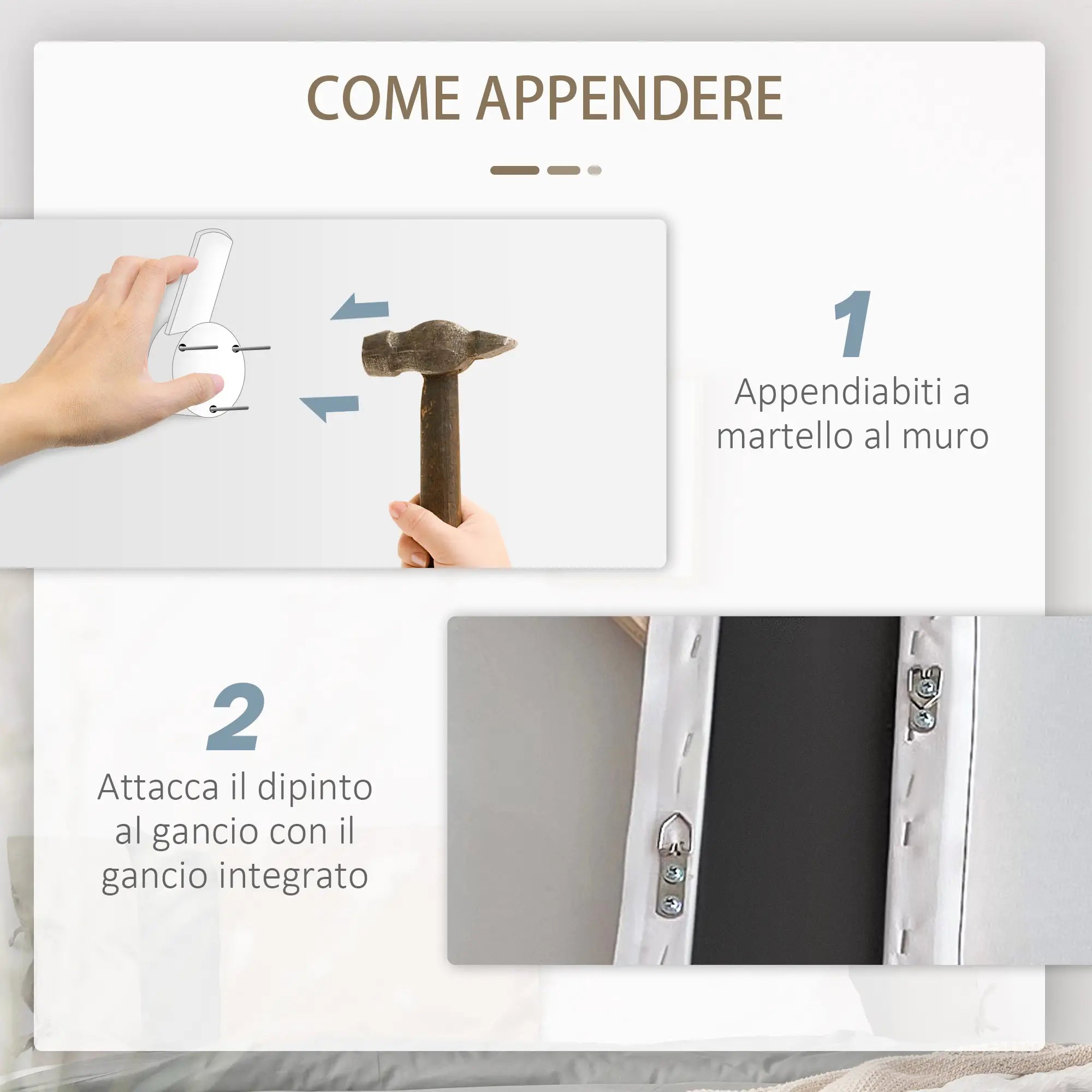 Set di 3 Stampe su Tela con Telaio in Legno di Pino Multicolore 80x40 cm