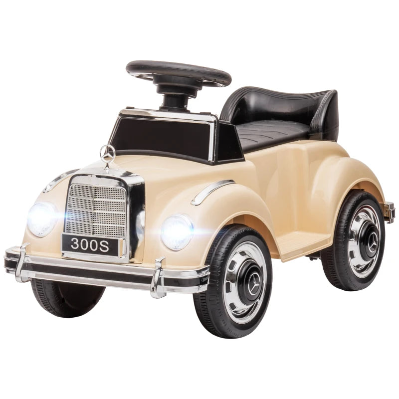 Macchina Elettrica per Bambini Mercedes-Benz 6V con Telecomando e Musica – 18 Mesi-4 anni – Beige