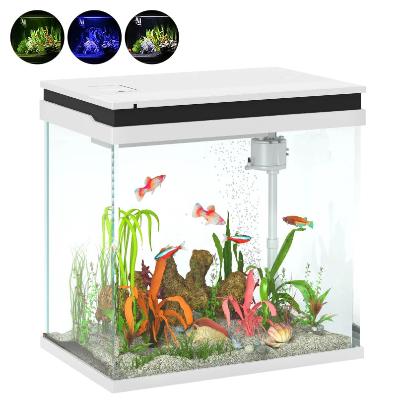 Acquario in Vetro 26 L con LED, Filtro e Pompa per Pesci Rossi