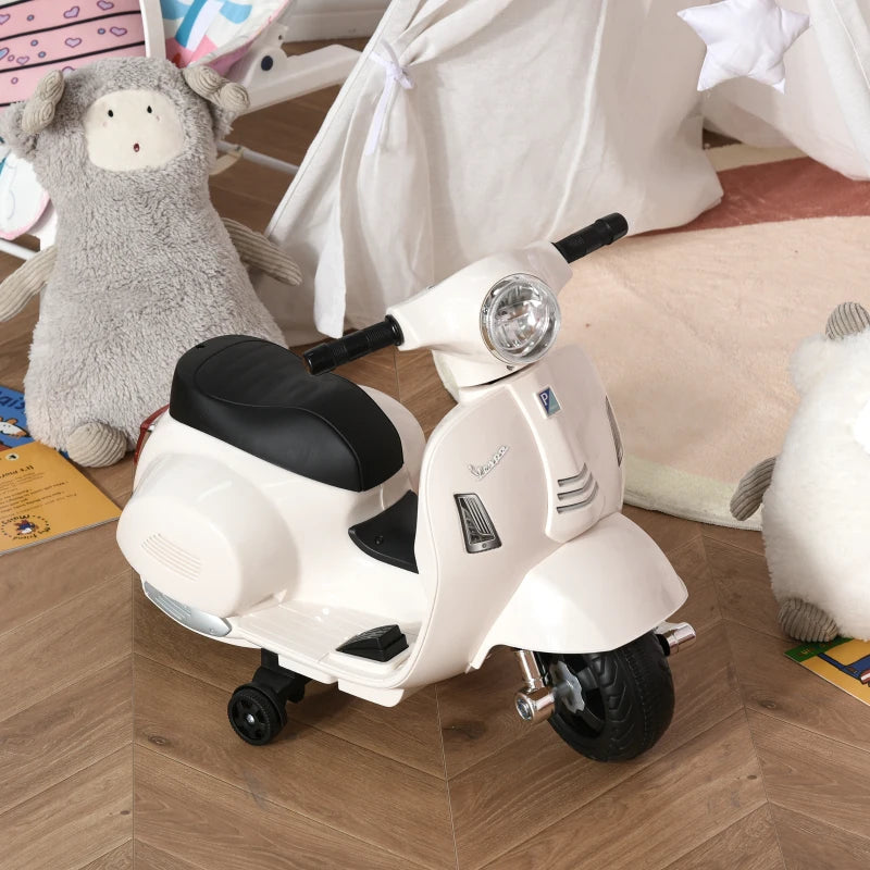Moto Elettrica Vespa con Licenza Ufficiale per Bambini 18-36 Mesi Bianca