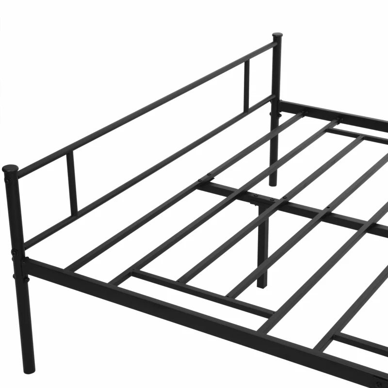Struttura Letto Una Piazza e Mezza 140x200 cm in Acciaio con Testiera e Doghe