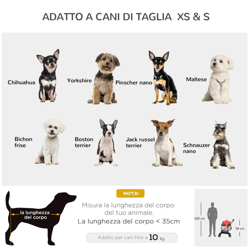 Passeggino Pieghevole Cani con Trasportino Rimovibile