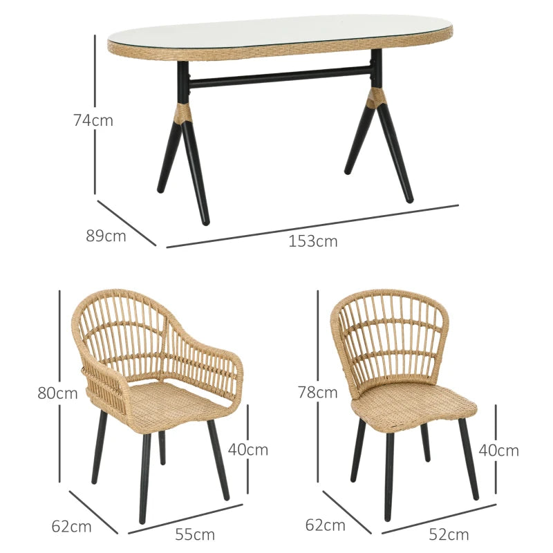 Set da Giardino in Rattan PE 7 Pezzi con Tavolo da Pranzo e 6 Sedie