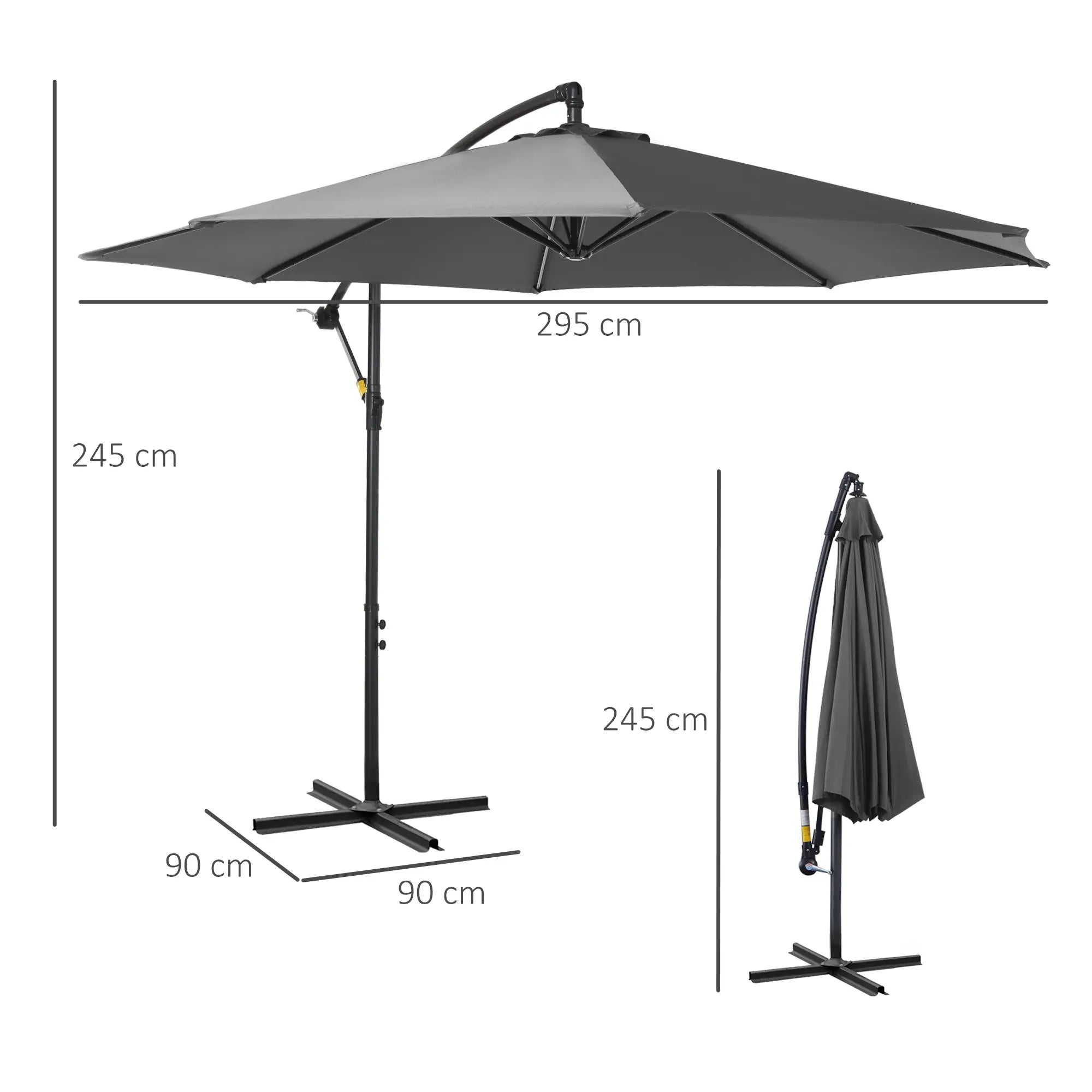 Ombrellone da Giardino 300 x 250 cm con Struttura in Acciaio e Telo Impermeabile Anti UV