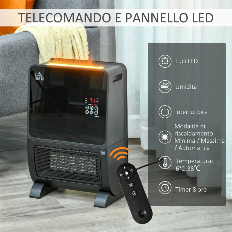 Stufa Elettrica 2 in 1 con Umidificatore e Luce LED