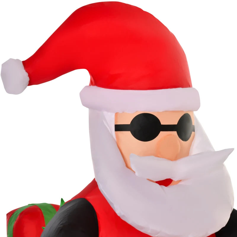 Babbo Natale Gonfiabile su Motocicletta con Luci LED