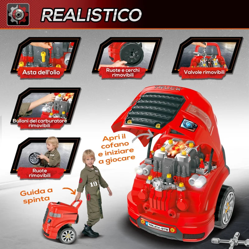 Camion Officina Giocattolo per Bambini con Motore e 61 Accessori