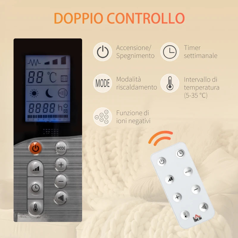 Stufetta Elettrica 2000W con Timer per Stanze fino a 15 m²