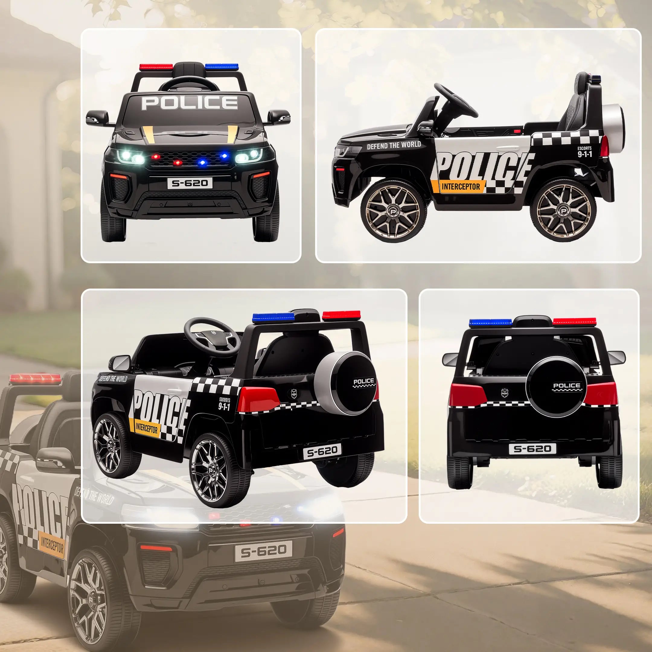 Auto Elettrica della Polizia 12V per Bambini con Telecomando, Sirena, Luci LED e Doppio Motore