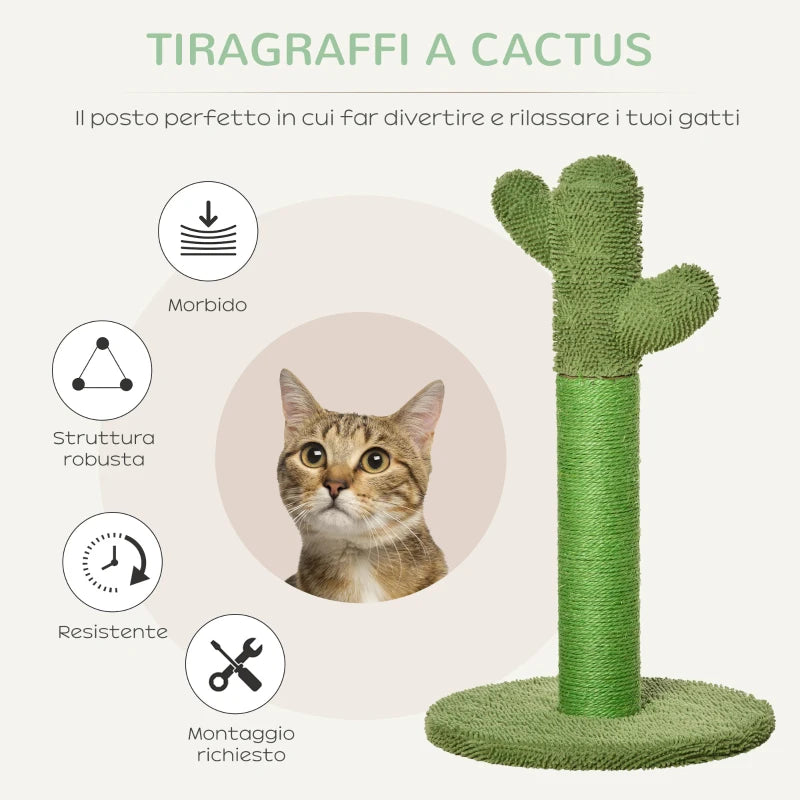 Albero Tiragraffi per Gatti a Cactus in Sisal 65 cm