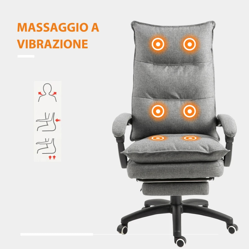 Sedia da Ufficio con Massaggio a 6 Punti e Rotelle