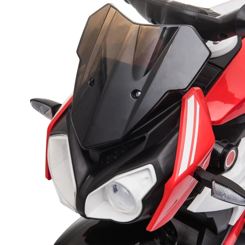 Moto Elettrica per Bambini 3-5 Anni con Fari, Musica e Batteria Rossa