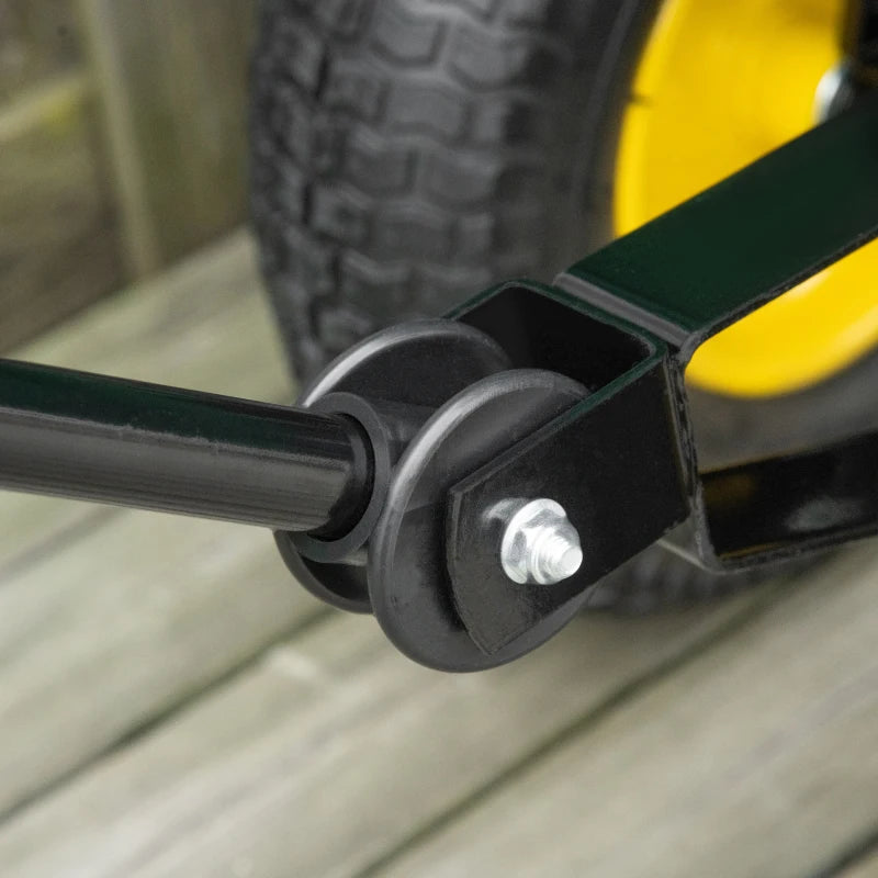 Carrello da Giardino Ribaltabile 125 L con 4 Ruote e Maniglia Regolabile